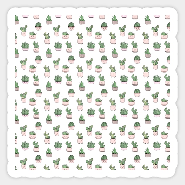 Succulent cactus smiling cute pattern Sticker by bigmoments